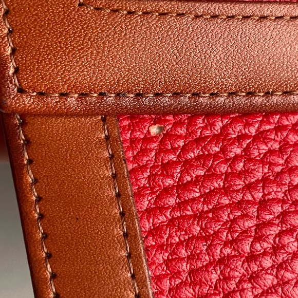 Dooney & Bourke awl Red & Brown Leather Checkbook wallet card holder - Picture 5 of 16